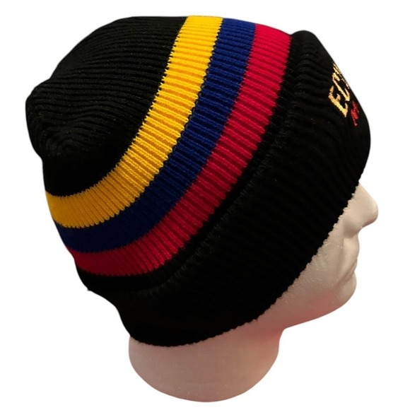 Ecuador Mi Pais Embroidered Beanie Hat Black Yellow Red Blue Knit Cap - Picture 6 of 6